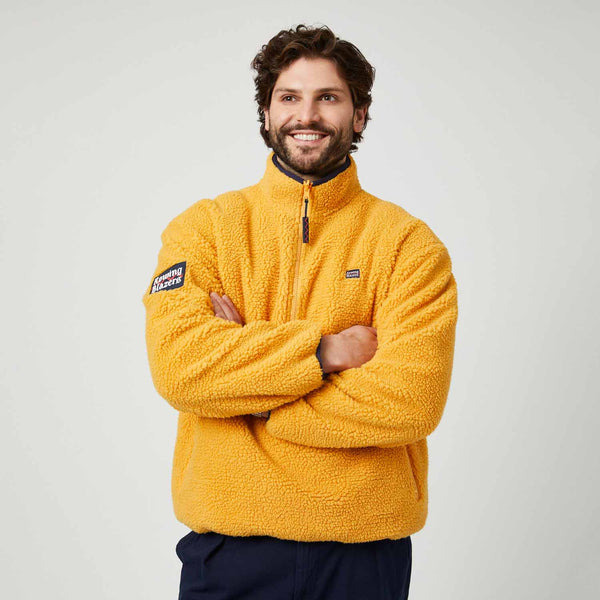 Rowing Blazers Men's Solid Reversible Sherpa Half Zip Marigold