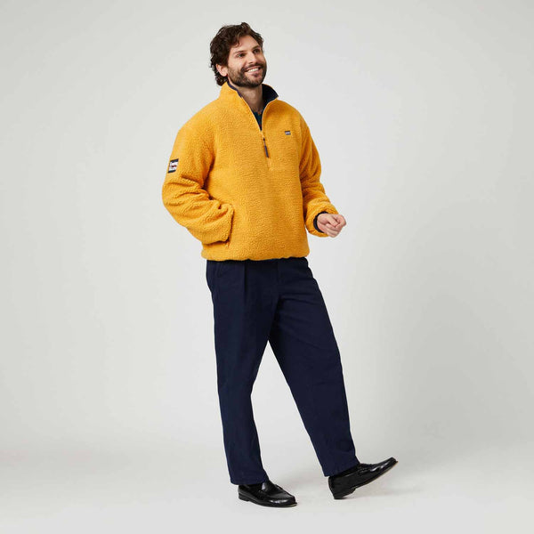 Rowing Blazers Men's Solid Reversible Sherpa Half Zip Marigold