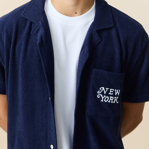 Rowing Blazers Men's Terry Safari Shirt Evening Blue