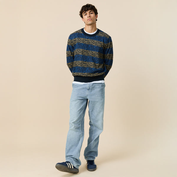 Rowing Blazers Men's Tonal Striped Sweater Blue Black Tonal Stripe