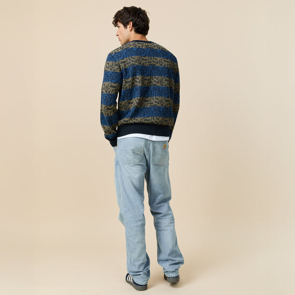 Rowing Blazers Men's Tonal Striped Sweater Blue Black Tonal Stripe