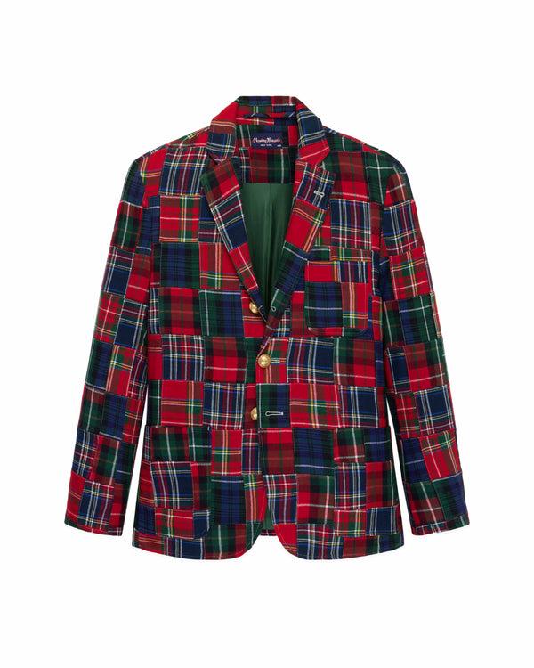 rowing blazers Men's Twill Patchwork Blazer Holiday Patchwork Plaid