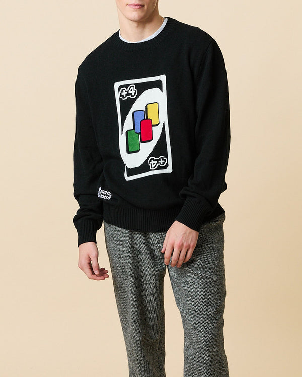 Rowing Blazers Men's UNO™ Draw Four Cotton Sweater Black