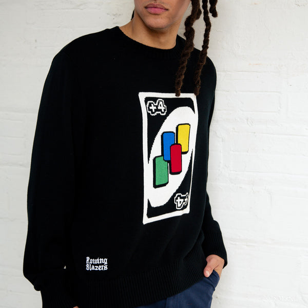 rowing blazers Men's UNO™ Draw Four Cotton Sweater Black