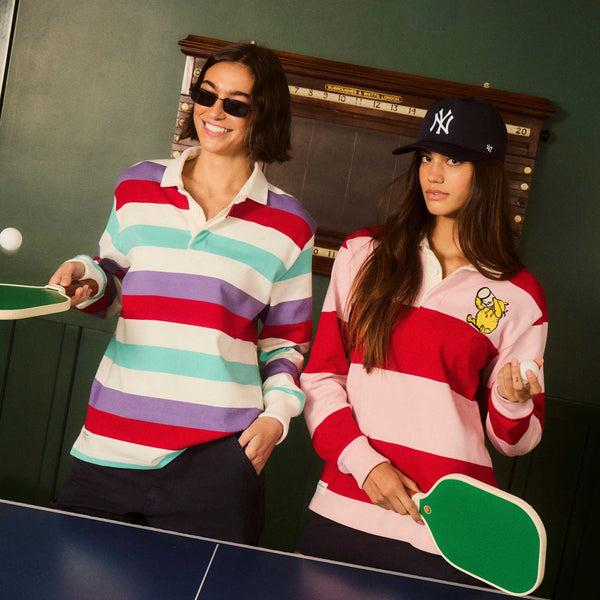 Rowing Blazers Men's Winnie-the-Pooh Cotton Rugby Red Pink Block Stripe