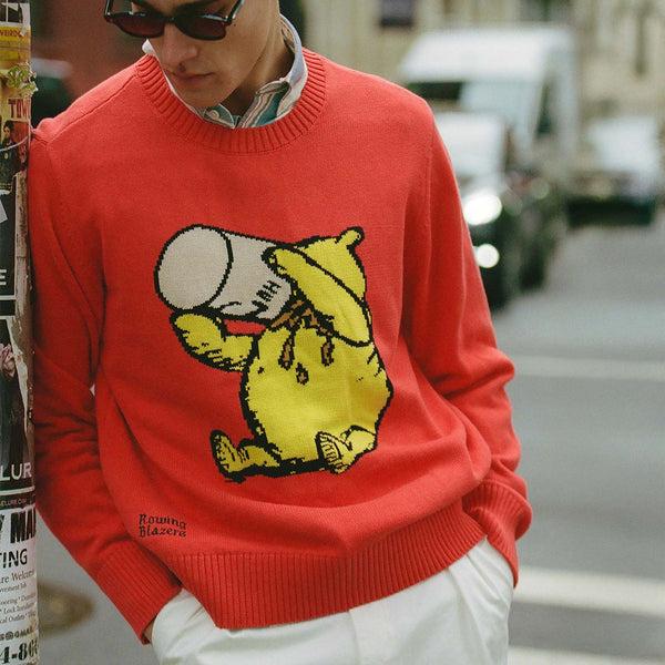 Rowing Blazers Men's Winnie-the-Pooh Cotton Sweater Cherry Red