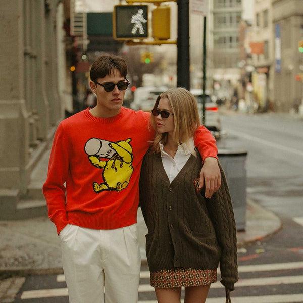 Rowing Blazers Men's Winnie-the-Pooh Cotton Sweater Cherry Red