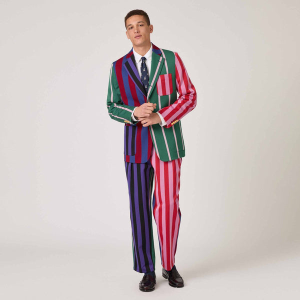 Rowing Blazers Men's Wool Pleated Striped Block Pant Mixed Stripes