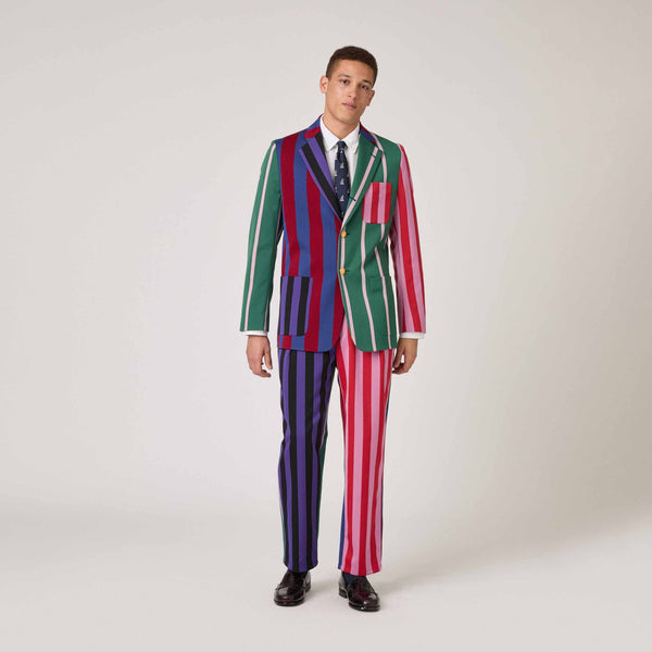 Rowing Blazers Men's Wool Pleated Striped Block Pant Mixed Stripes