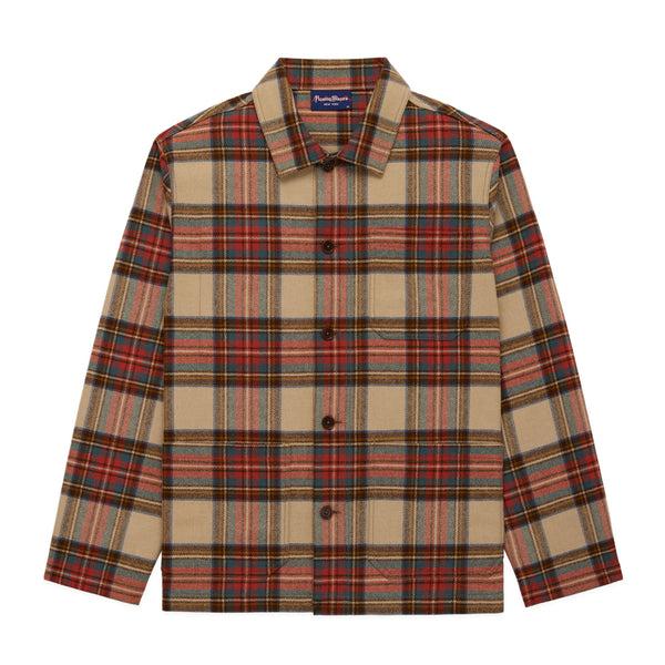 rowing blazers Men's Wool Stewart Tartan Chore Jacket Neutral Plaid