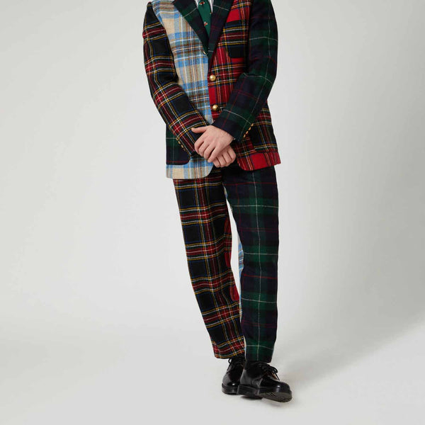Rowing Blazers Men's Wool Tartan Relaxed Pleated Pant Cocktail Holiday