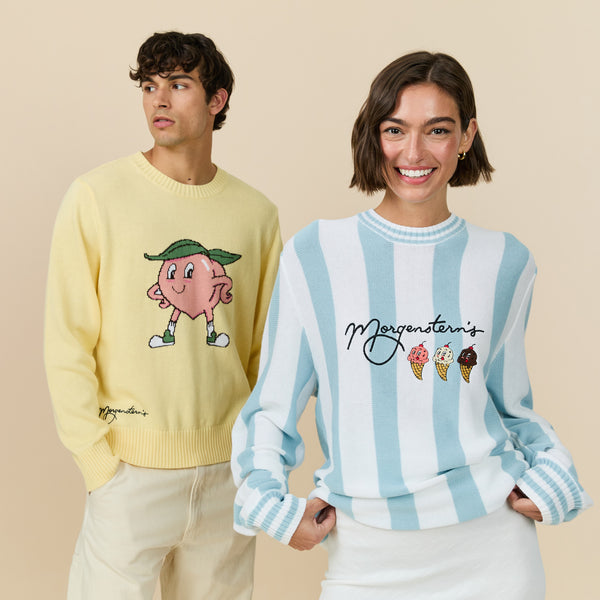 Rowing Blazers Morgenstern's Cotton Striped Sweater Blue