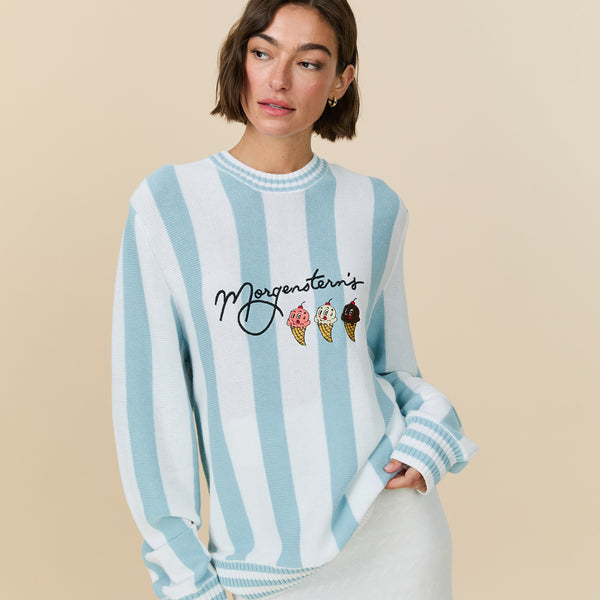 Rowing Blazers Morgenstern's Cotton Striped Sweater Blue
