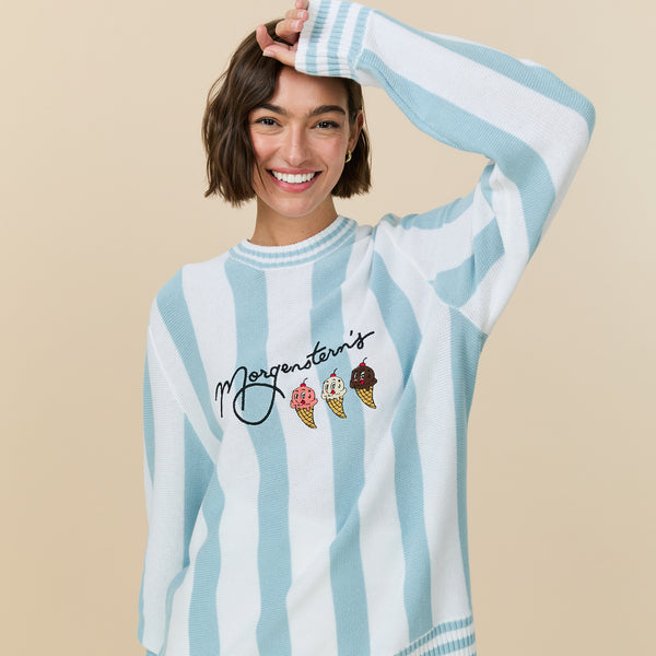 Rowing Blazers Morgenstern's Cotton Striped Sweater Blue