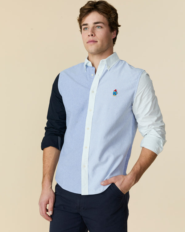 Rowing Blazers Paddington Oxford Color Block Button Down Blue Color Block
