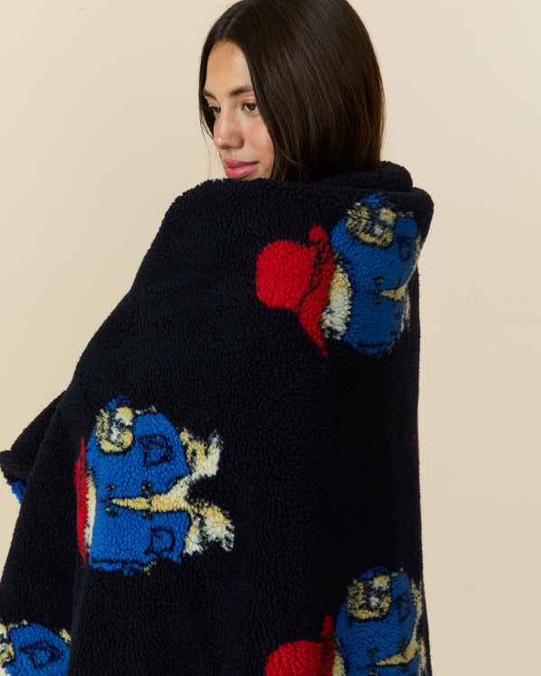Rowing Blazers Paddington Sherpa Throw Blanket Navy