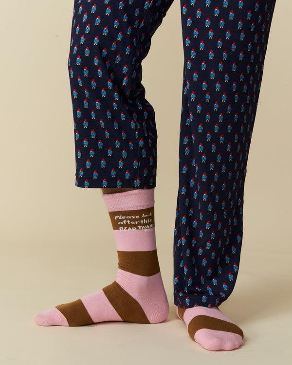 Rowing Blazers Paddington Striped Socks Pink Brown Stripe