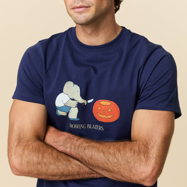 Rowing Blazers Men's Cotton Babar Pumpkin Tee Navy