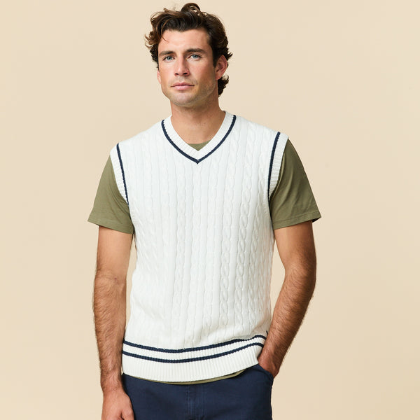 Rowing Blazers Men's Cotton Cricket Vest White