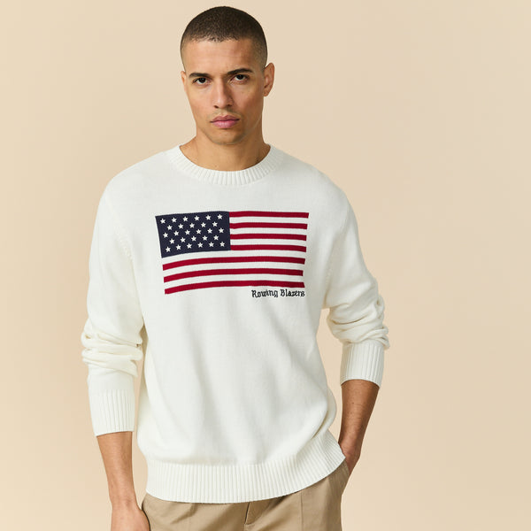 Rowing Blazers Men's Cotton Flag Sweater White