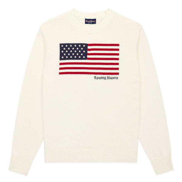 rowing blazers Men's Cotton Flag Sweater White