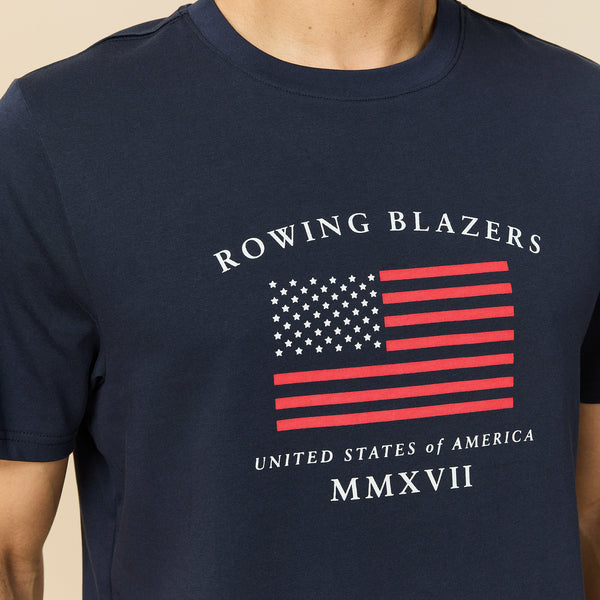 Rowing Blazers Men's Cotton Flag T-Shirt Navy