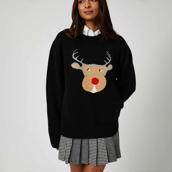 Rowing Blazers Men's Cotton Reindeer Sweater Black