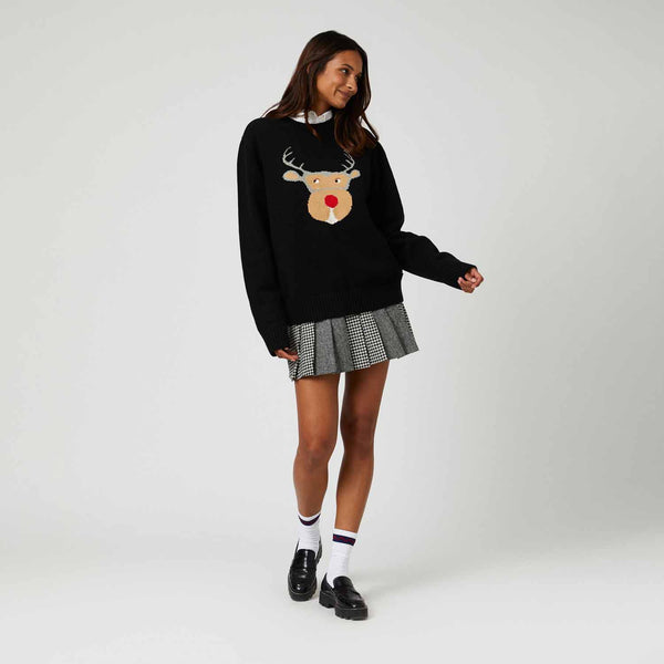 Rowing Blazers Men's Cotton Reindeer Sweater Black