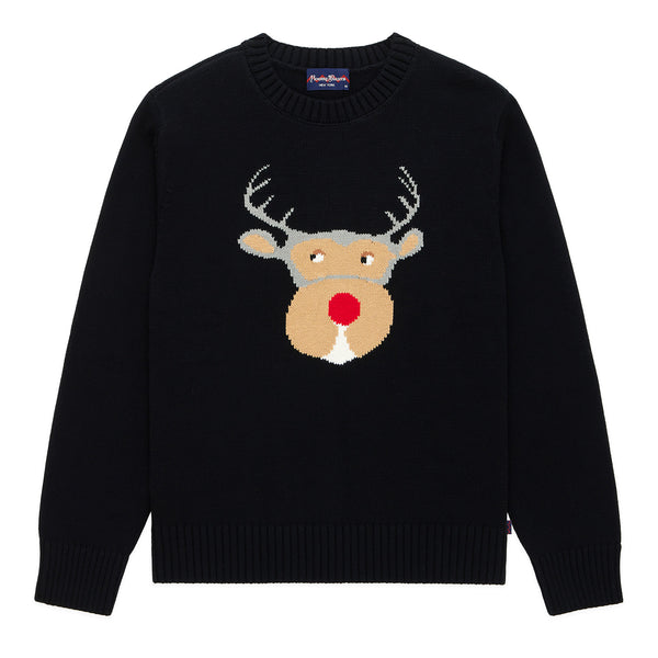 rowing blazers Men's Cotton Reindeer Sweater Black