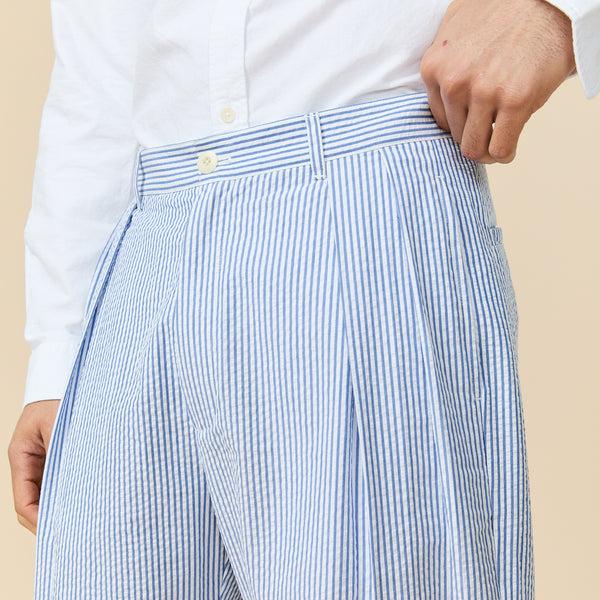 Rowing Blazers Men's Pleated Seersucker Pant Blue