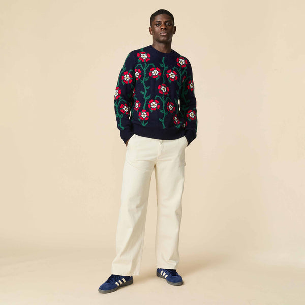 Rowing Blazers Men's Roses Sweater Navy Multi