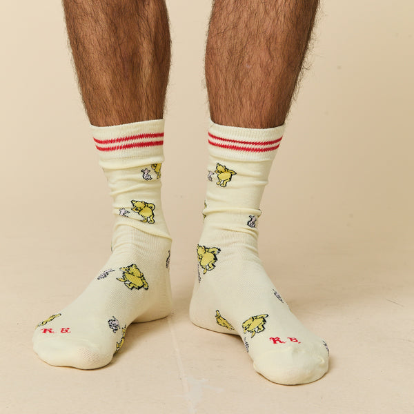 Rowing Blazers Pooh Striped Socks Yellow