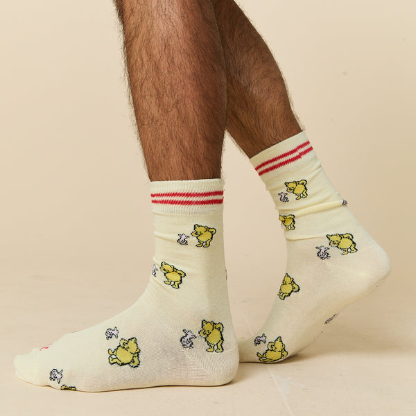 Rowing Blazers Pooh Striped Socks Yellow
