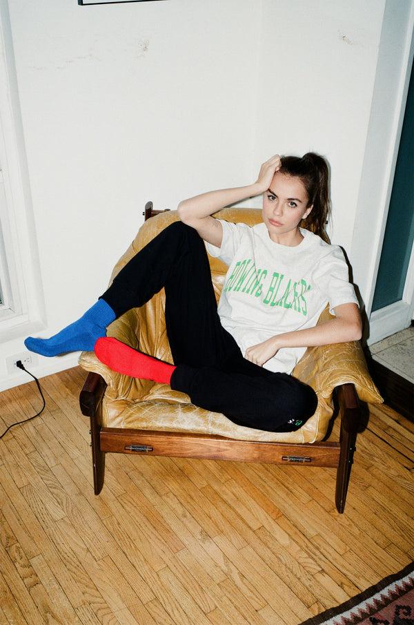 Rowing Blazers Red And Blue Mismatched Crew Socks