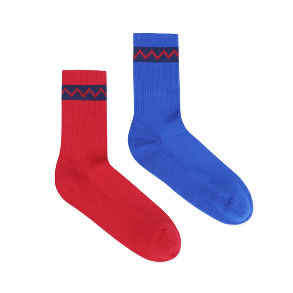 rowing blazers Red and Blue Mismatched Crew Socks