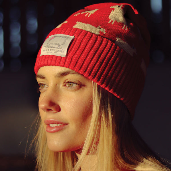 Rowing Blazers Sheep Cashmere Beanie Diana Red