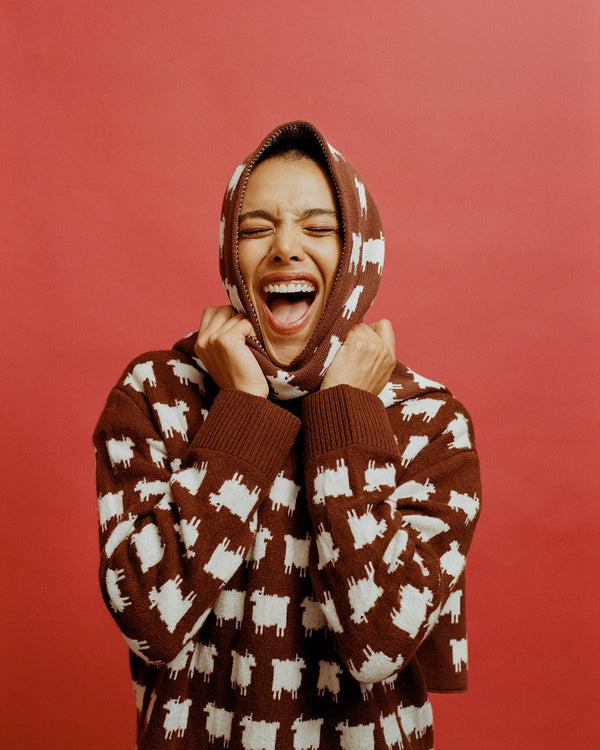 Rowing Blazers Sheep Cotton Scarf Brown