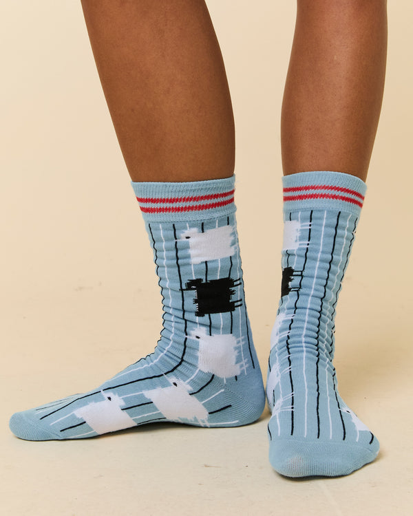Rowing Blazers Sheep Pinstripe Socks Blue