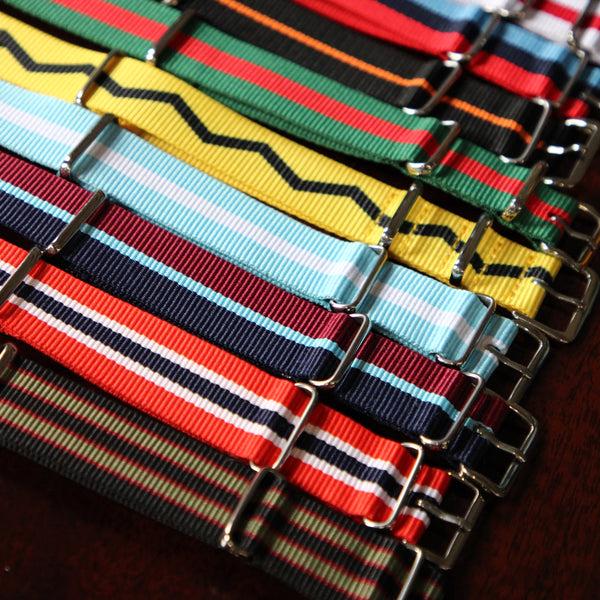 Rowing Blazers Watch Strap In Navy And Red Zig Zag