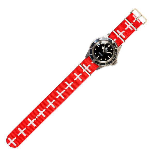rowing blazers Watch Strap in Swiss Red and White