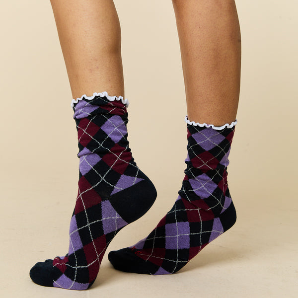 Rowing Blazers Women's Argyle Socks Purple Argyle