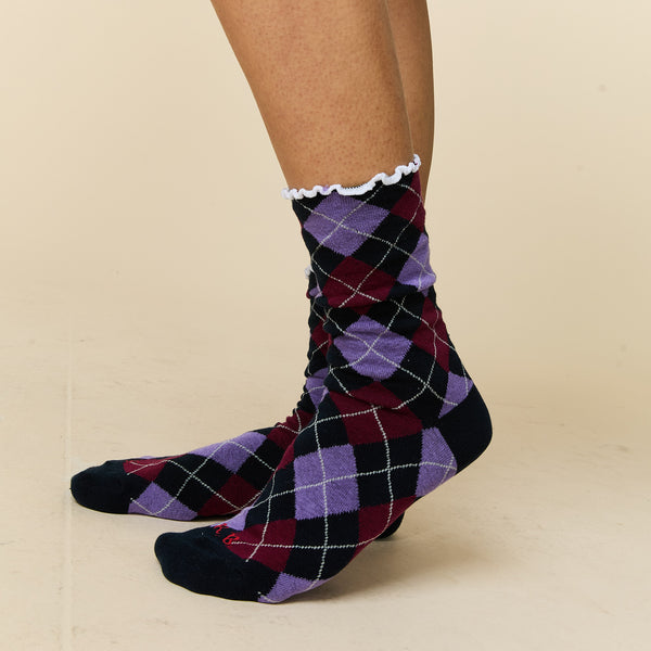 Rowing Blazers Women's Argyle Socks Purple Argyle