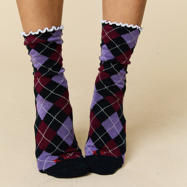 Rowing Blazers Women's Argyle Socks Purple Argyle