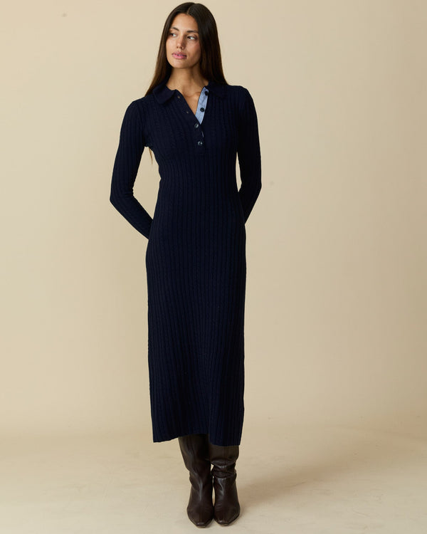 Rowing Blazers Women's Cable Cardigan Dress Navy