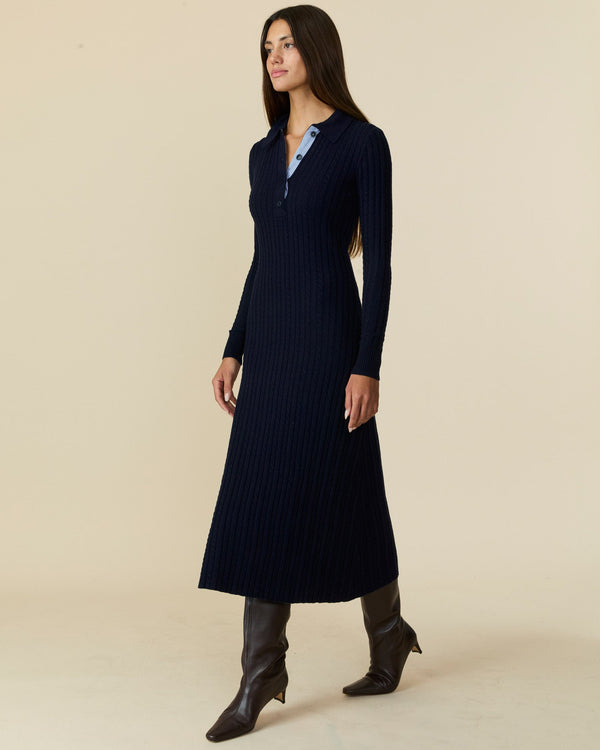Rowing Blazers Women's Cable Cardigan Dress Navy