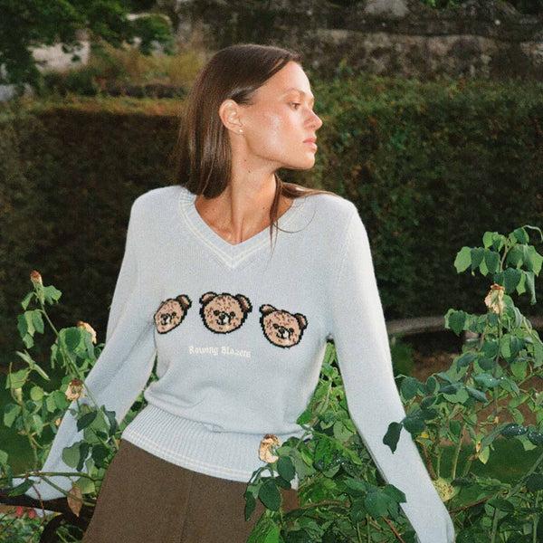 Rowing Blazers Women's Cashmere Bears Sweater Blue
