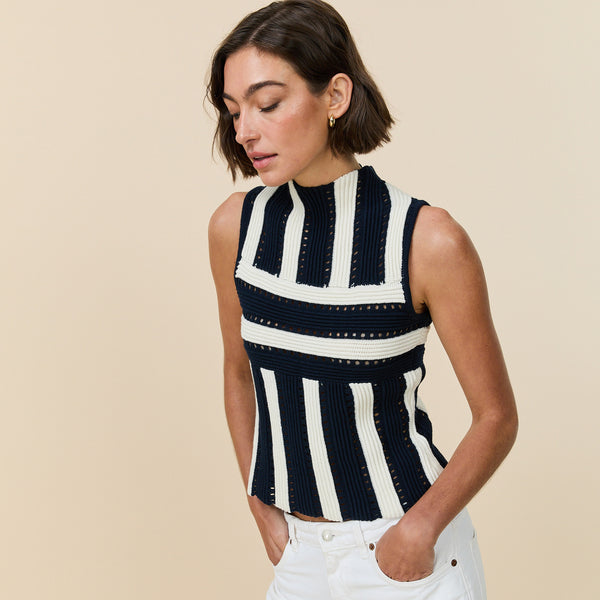 Rowing Blazers Women's Knit Stripe Tank Navy