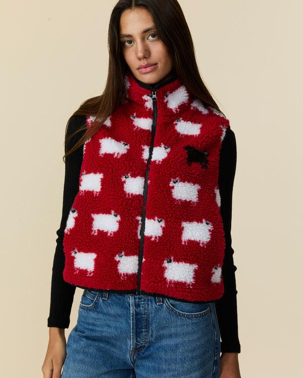 Rowing Blazers Women's Sherpa Sheep Vest Diana Red
