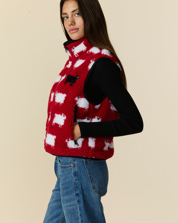 Rowing Blazers Women's Sherpa Sheep Vest Diana Red