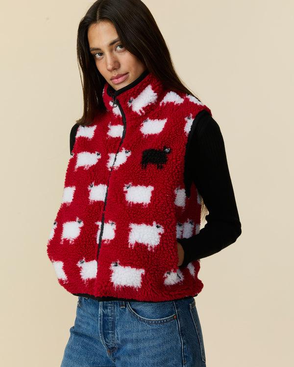 rowing blazers Women's Sherpa Sheep Vest Diana Red